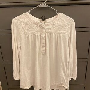 Lucky Brand white three-quarter sleeve top, size large